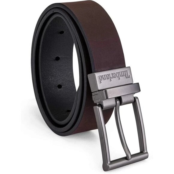NEW Timberland Men's Size One size 32"-44"Reversible  Leather Belt Brown/Black - Picture 1 of 6